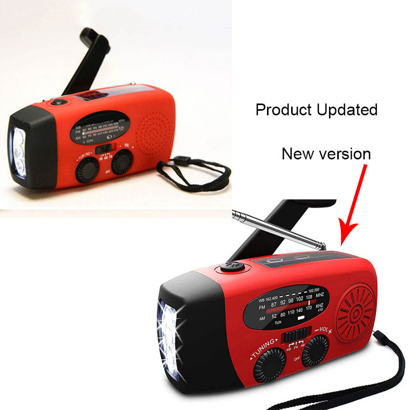 Solar hand crank USB charging radio flashlight - AELYOS
