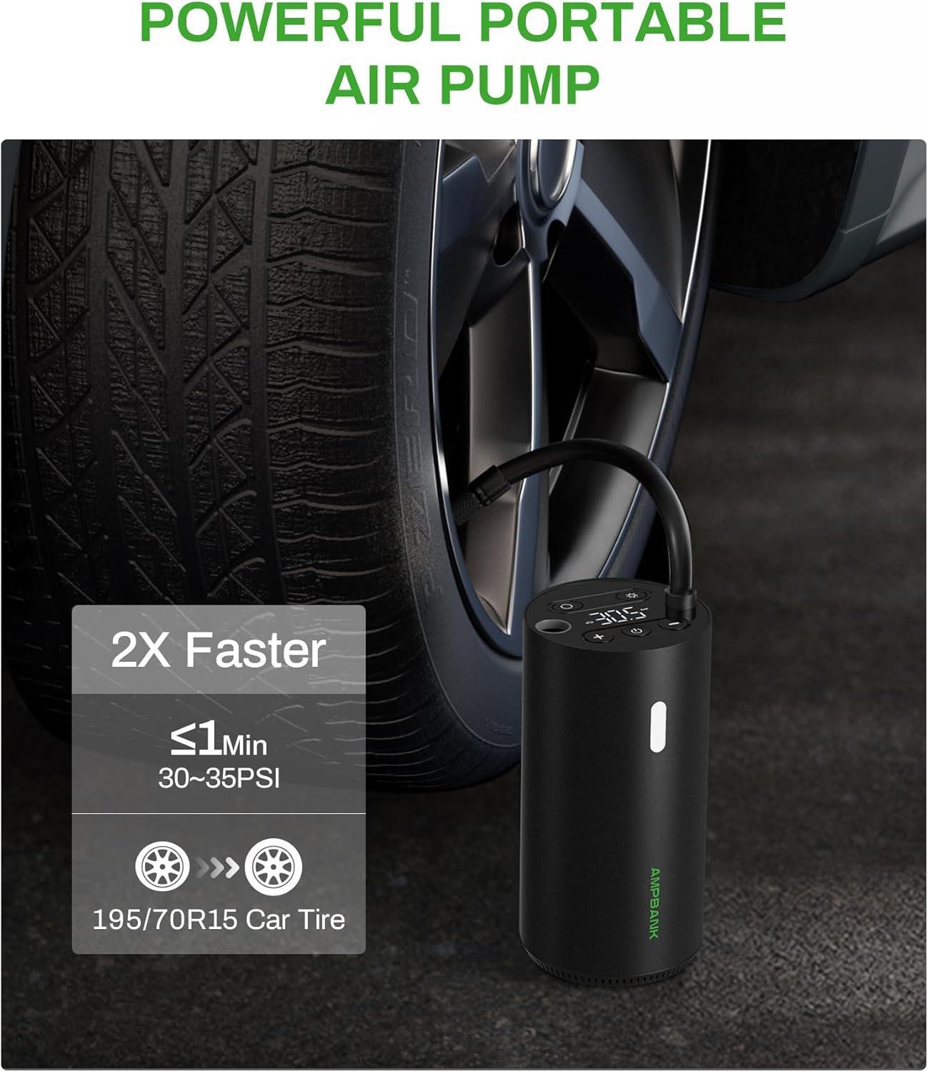 Smart Portable Tire Air Pump For Cars, Motorcycles, Bicycles And Balls With Pressure Gauge And LED Screen For Fast Inflation - AELYOS