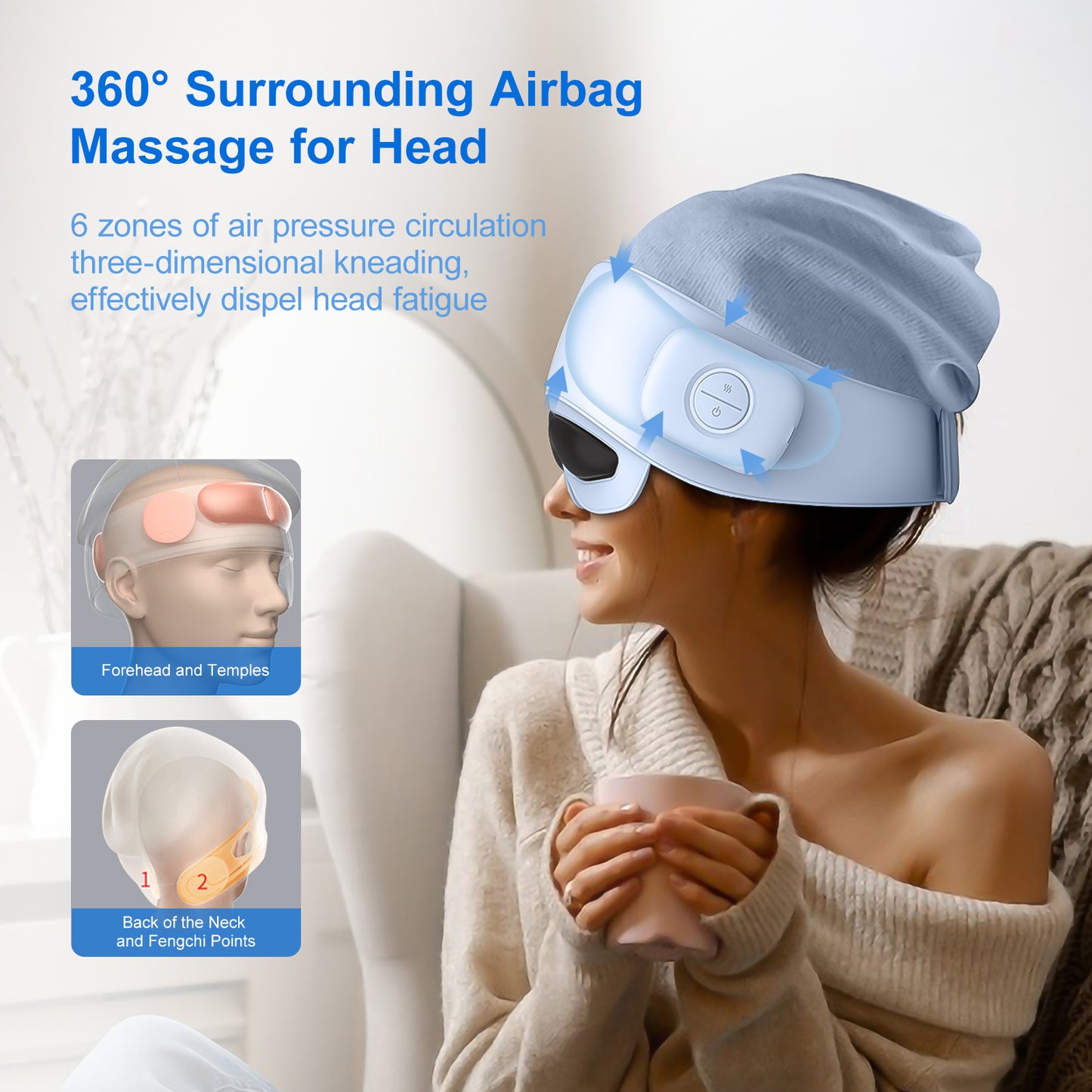 Smart Head Massager With Eye Relief & Heating Function - AELYOS