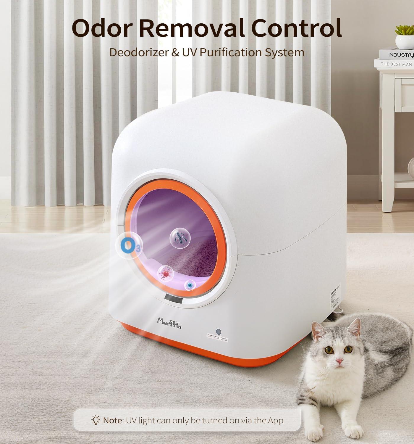 60L Automatic Cat Litter Box, Smart App Control, Deodorizing, Infrared Sensor - AELYOS