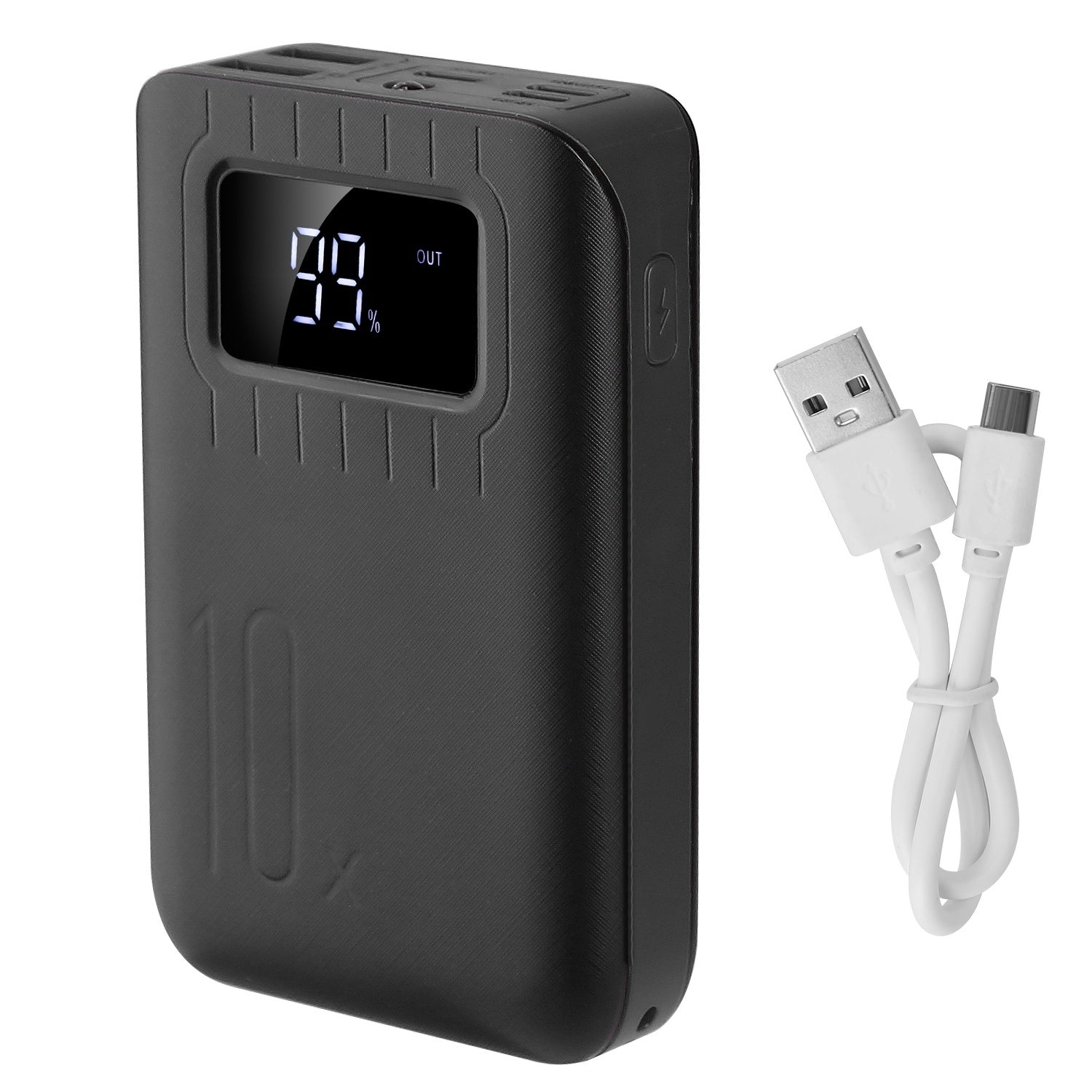1Pc 1W MAh Portable Power Bank External Battery Pack Charger Dual USB Charge Interface With LCD Display Flashlight Type C Micro USB Lightning Input - AELYOS