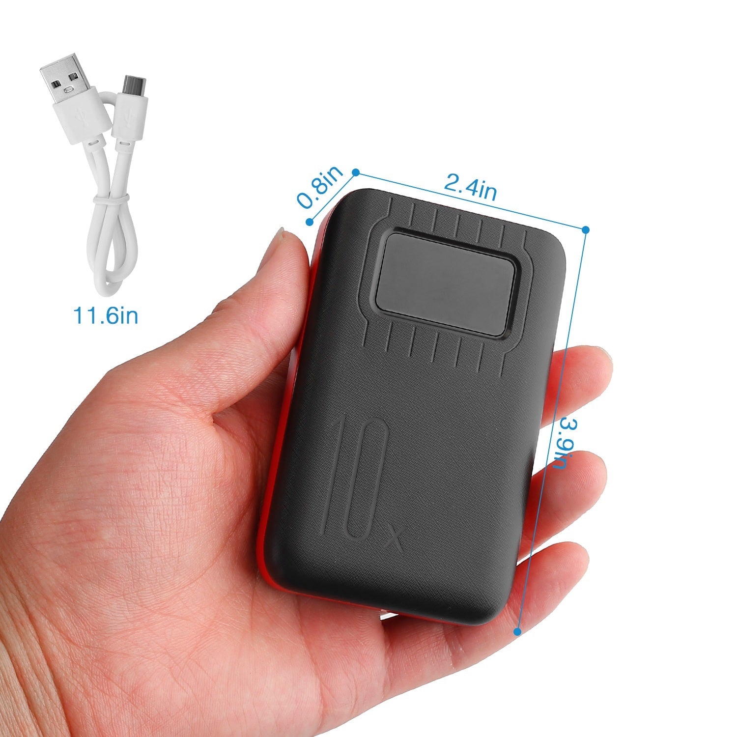 1Pc 1W MAh Portable Power Bank External Battery Pack Charger Dual USB Charge Interface With LCD Display Flashlight Type C Micro USB Lightning Input - AELYOS
