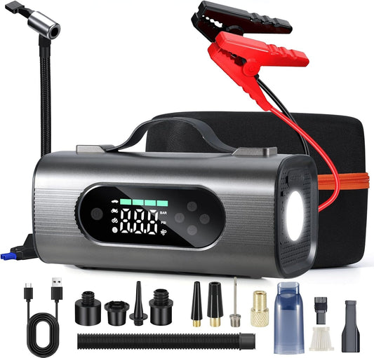 Newest 8 In 1 Portable Car Battery Starter With Air Compressor - AELYOS