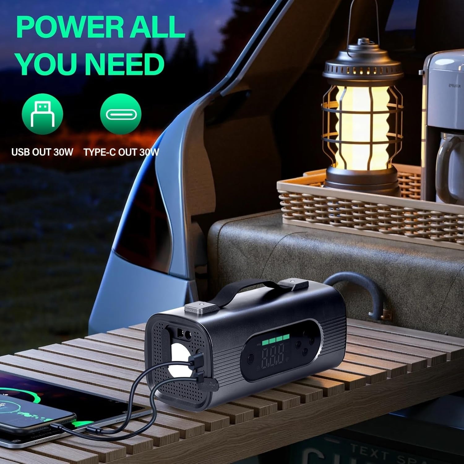 Newest 8 In 1 Portable Car Battery Starter With Air Compressor - AELYOS