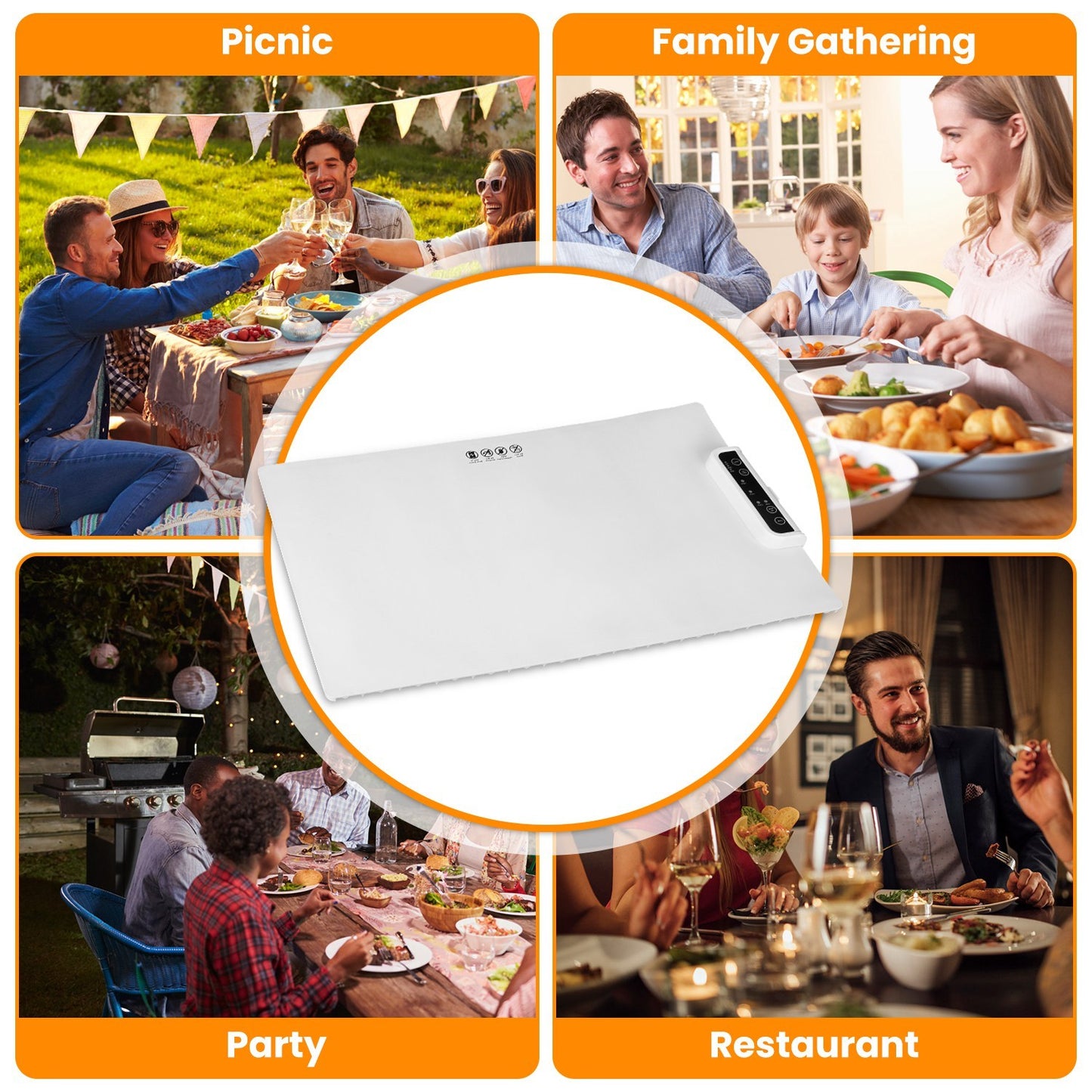Electric Warming Tray Smart Food Warmer Roll Up Heating Pad With Adjustable Temperature Control 3 Auto Timer Settings - AELYOS