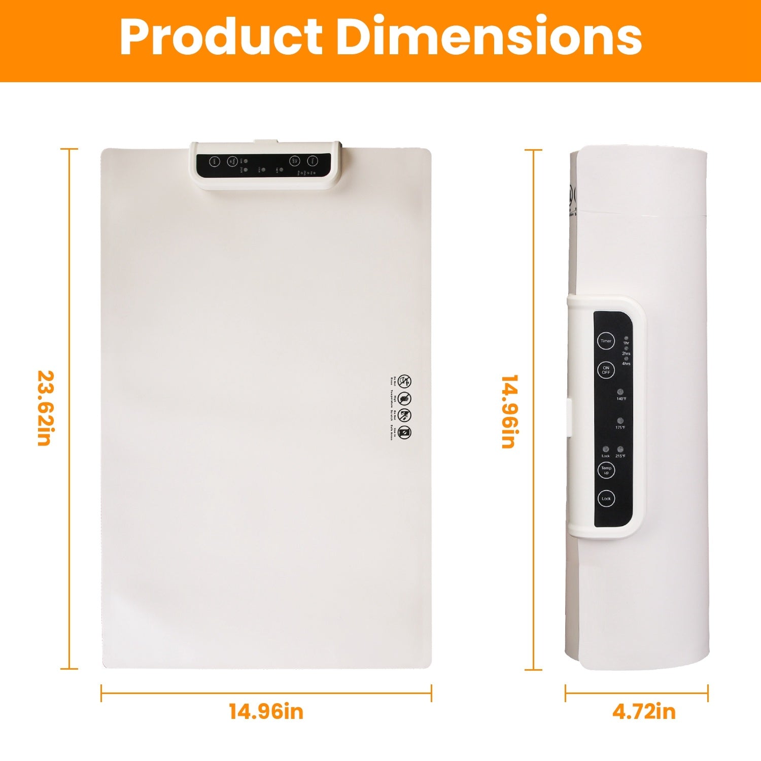 Electric Warming Tray Smart Food Warmer Roll Up Heating Pad With Adjustable Temperature Control 3 Auto Timer Settings - AELYOS
