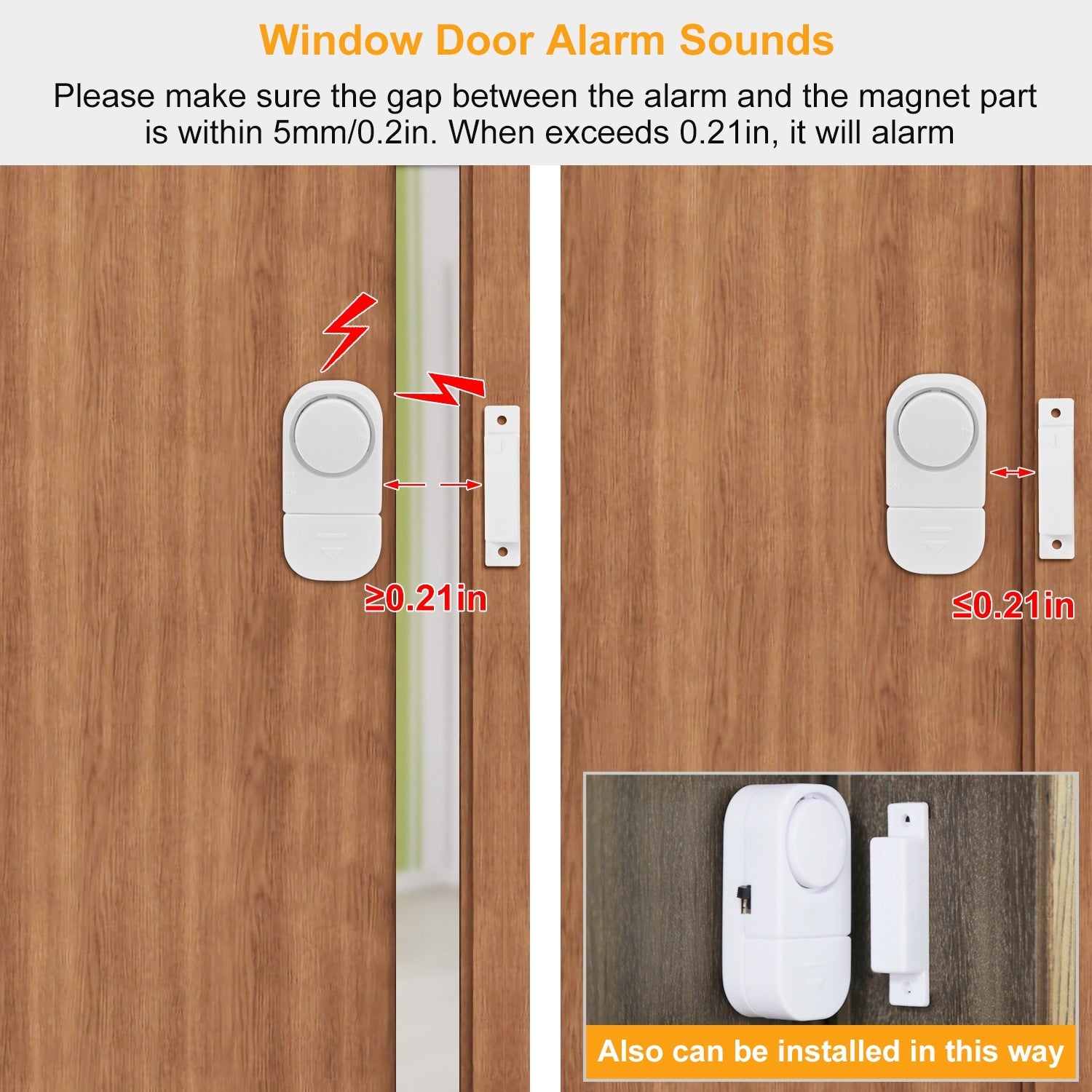 1 Set Wireless Window Door Magnet Alarms Magnetic Sensor Security Burglar Alarm For Kid Safety With Batteries - AELYOS