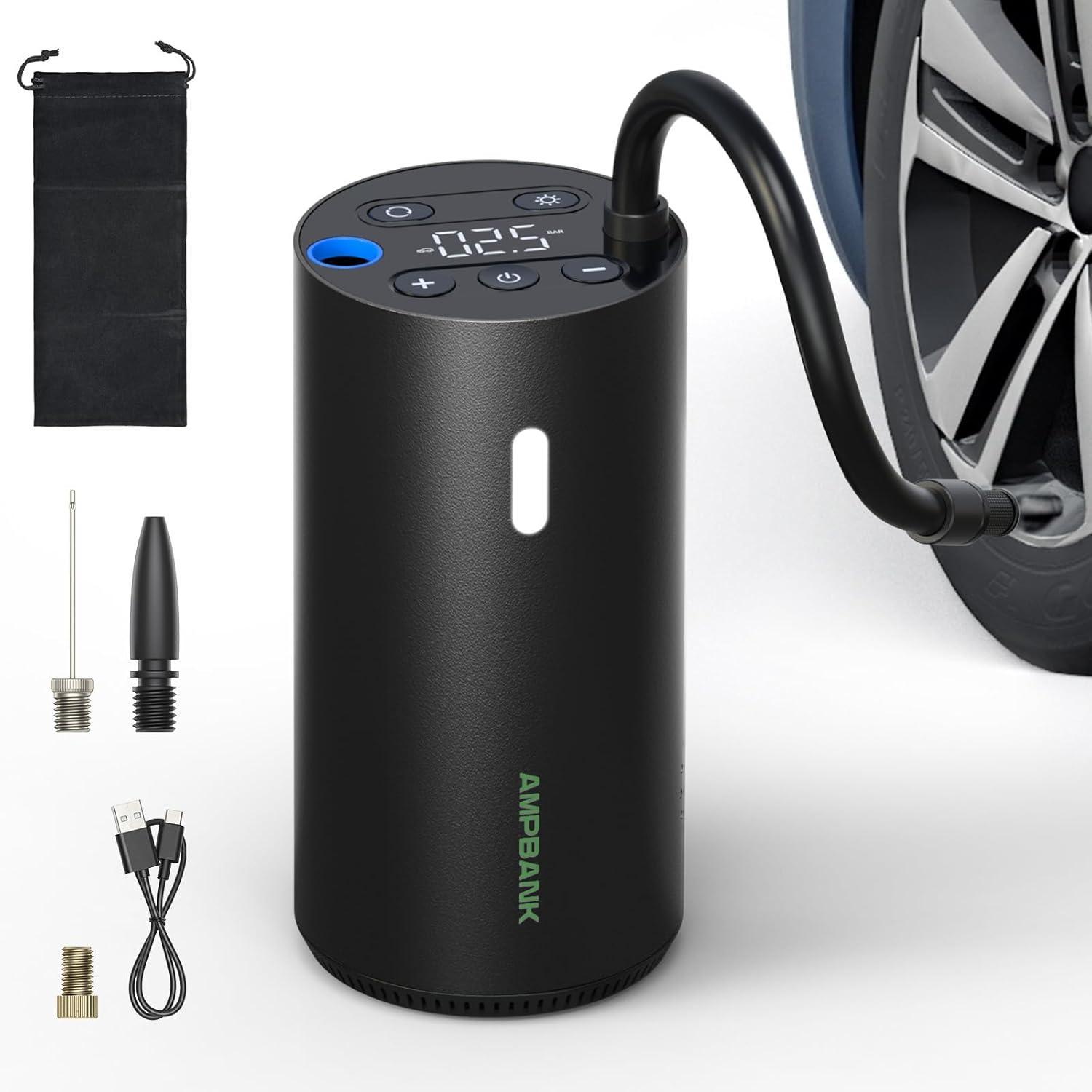 Smart Portable Tire Air Pump For Cars, Motorcycles, Bicycles And Balls With Pressure Gauge And LED Screen For Fast Inflation - AELYOS