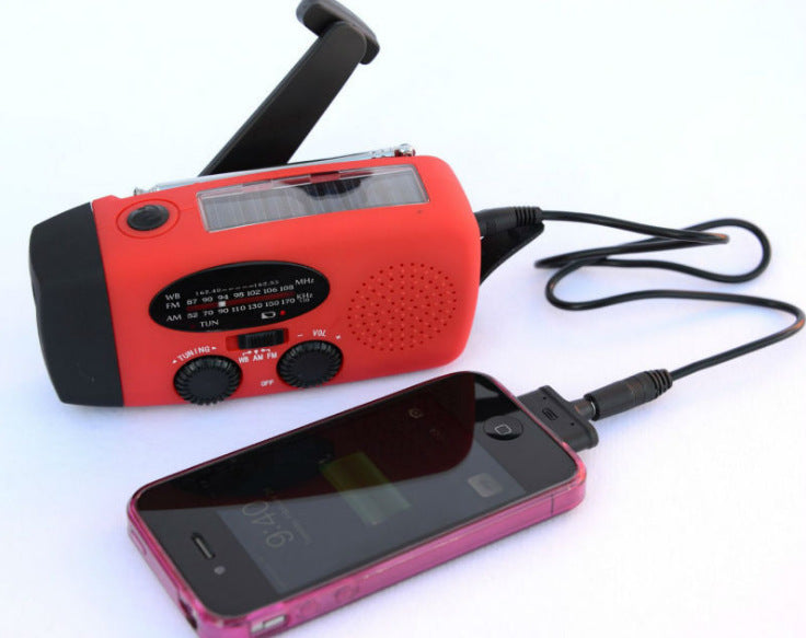 Solar hand crank USB charging radio flashlight - AELYOS