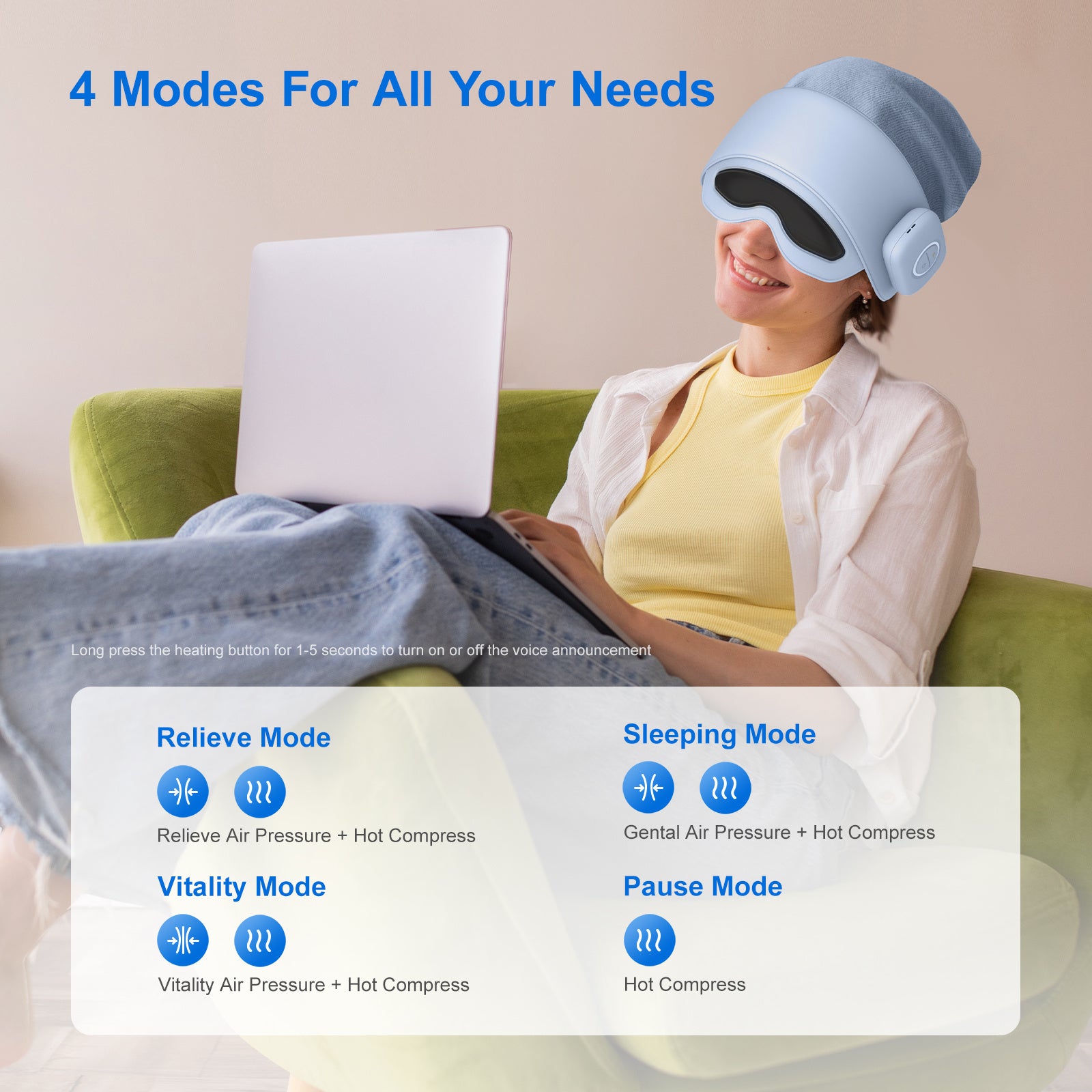 Smart Head Massager With Eye Relief & Heating Function - AELYOS