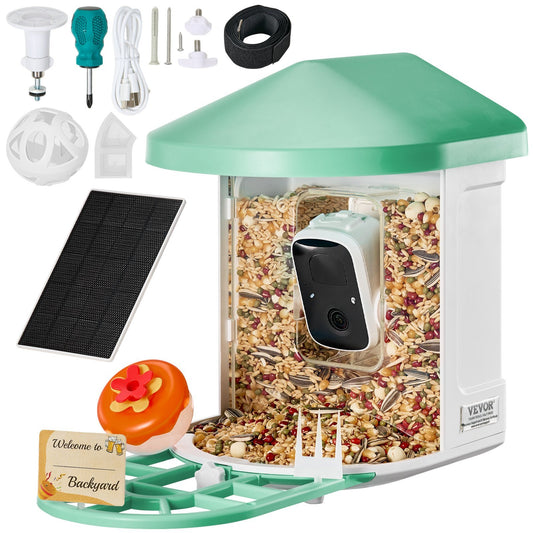 VEVOR Smart Bird Feeder With Camera 2K HD AI Identify Bird Species Auto Capture - AELYOS