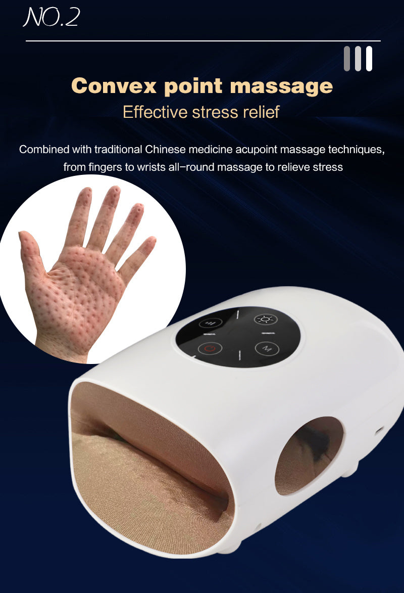 Smart Hand Massager With Heat Therapy - 5 Intensity Levels & 3 Massage Mode - AELYOS