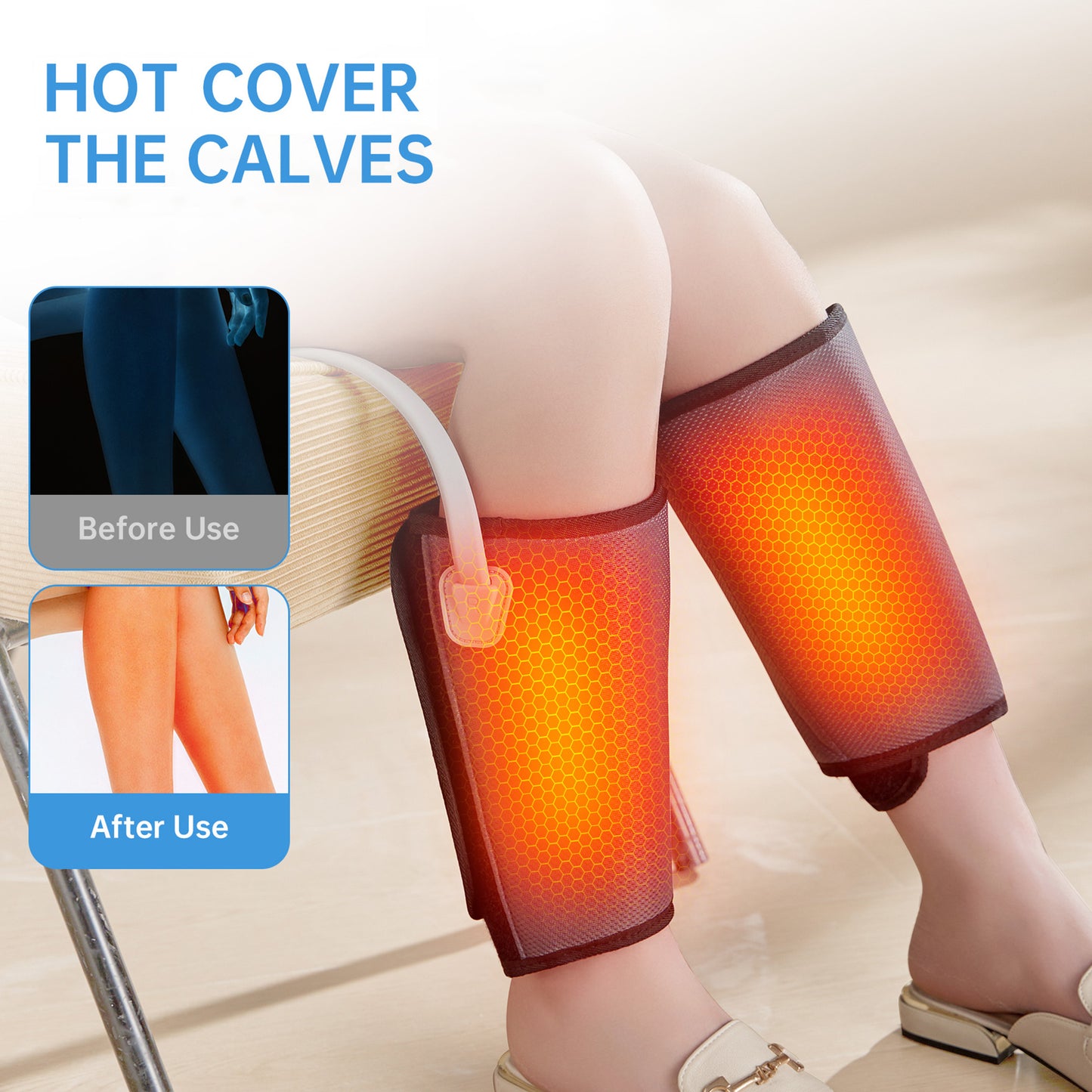 Intelligent Leg Massage Device - 3 Levels Of Pressure And Heat Therapy Leg Relaxation Therapy Tool - AELYOS