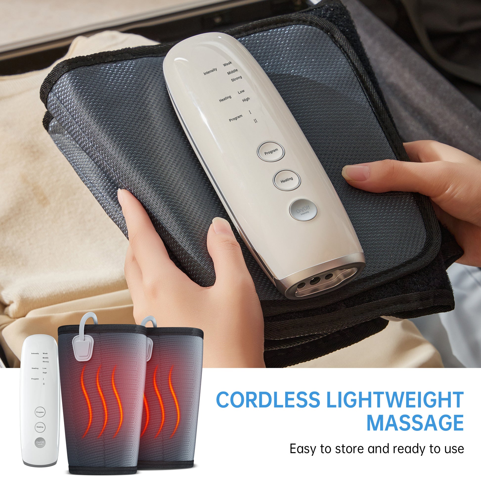 Intelligent Leg Massage Device - 3 Levels Of Pressure And Heat Therapy Leg Relaxation Therapy Tool - AELYOS