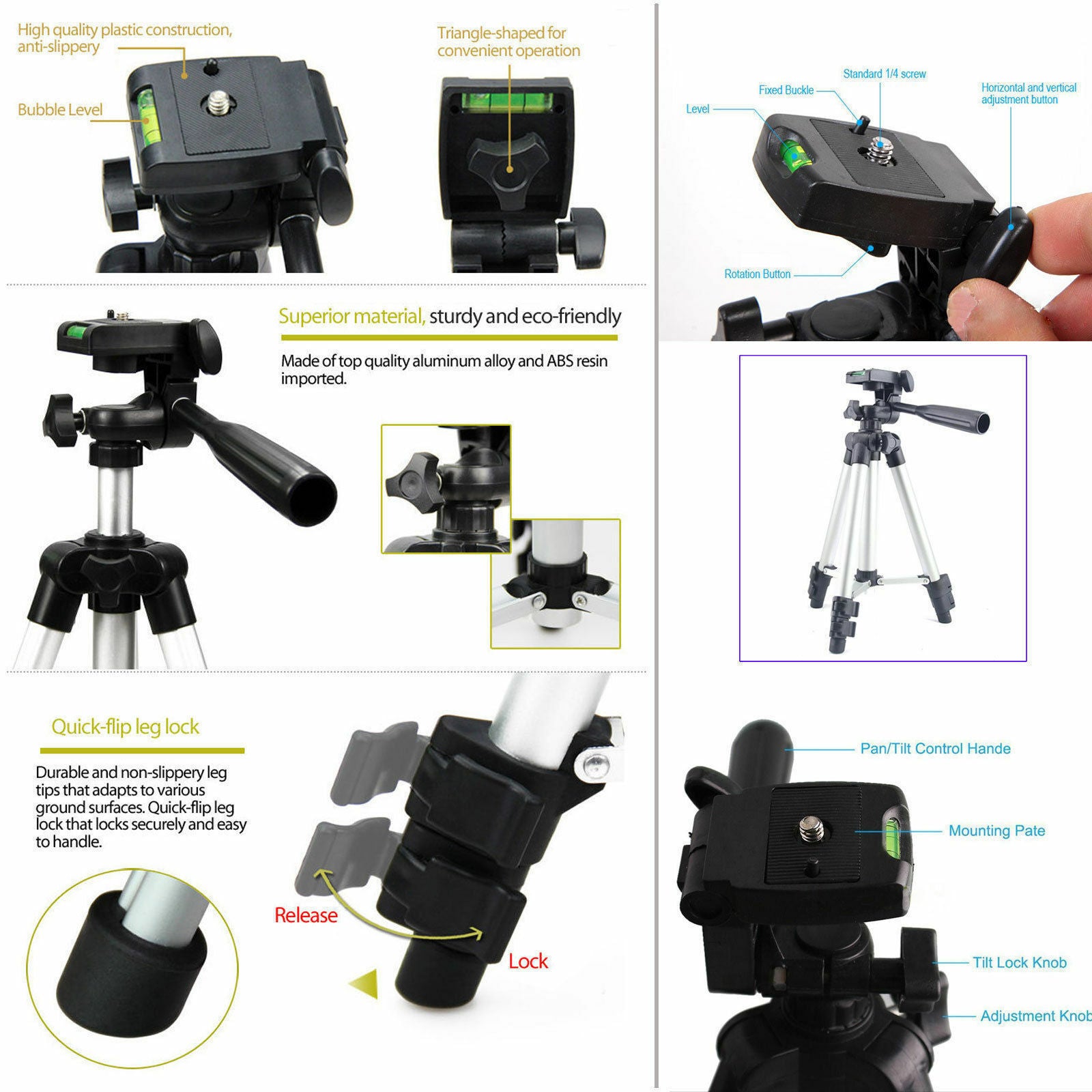 Professional Camera Tripod Stand Holder Mount For Cell Phone, Portable Tripod, Mobile Phone Live Stream Holder, Camera Tripod - AELYOS