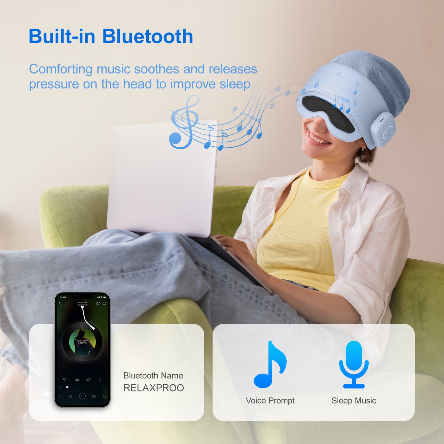 Smart Head Massager With Eye Relief & Heating Function - AELYOS