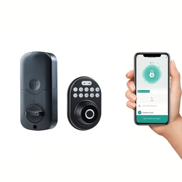 Tuya Intelligent Fingerprint Door Lock With Application Control And Key - AELYOS