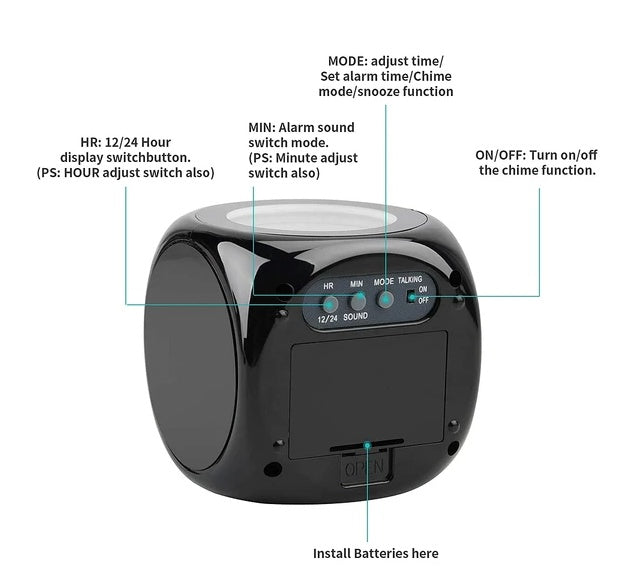 LED Projection Alarm Clock Digital LCD Display Voice Talking Weather Snooze USB - AELYOS