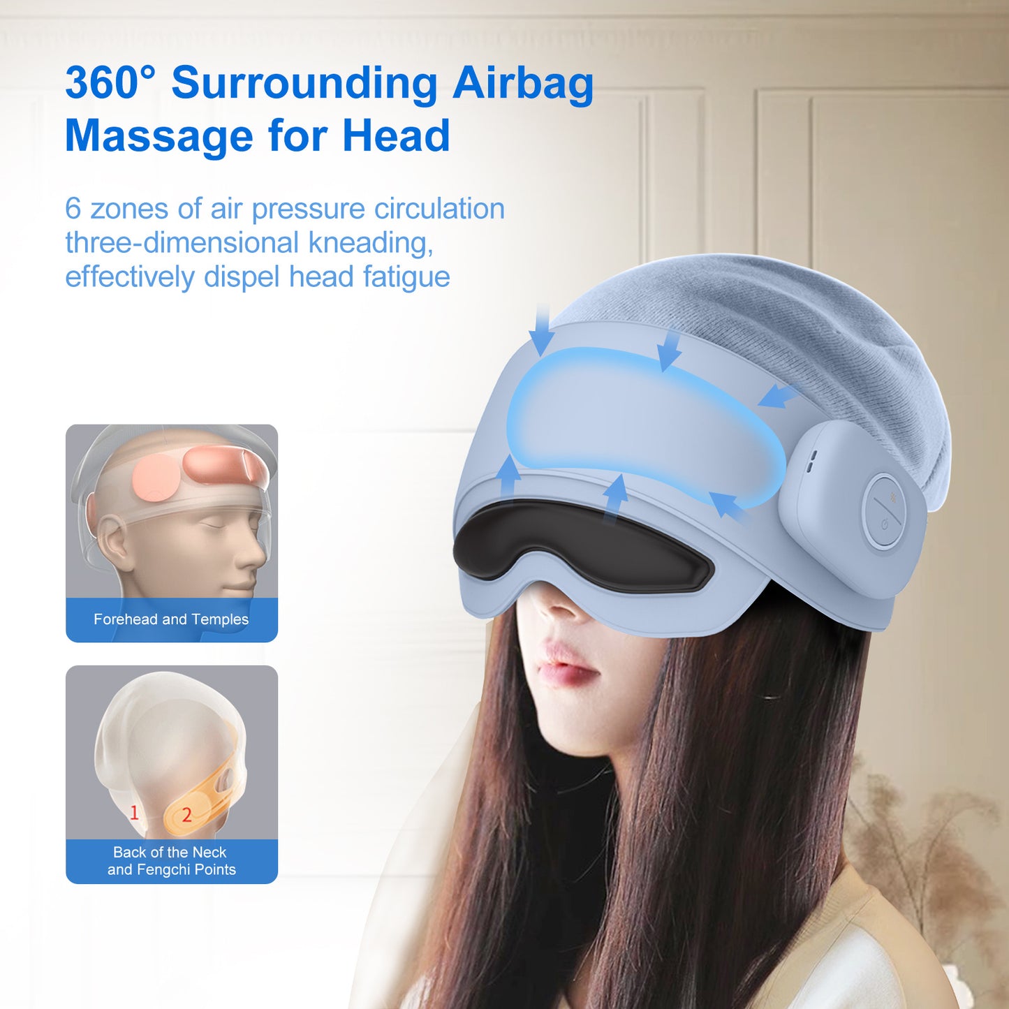 Smart Head Massager With Eye Relief & Heating Function - AELYOS