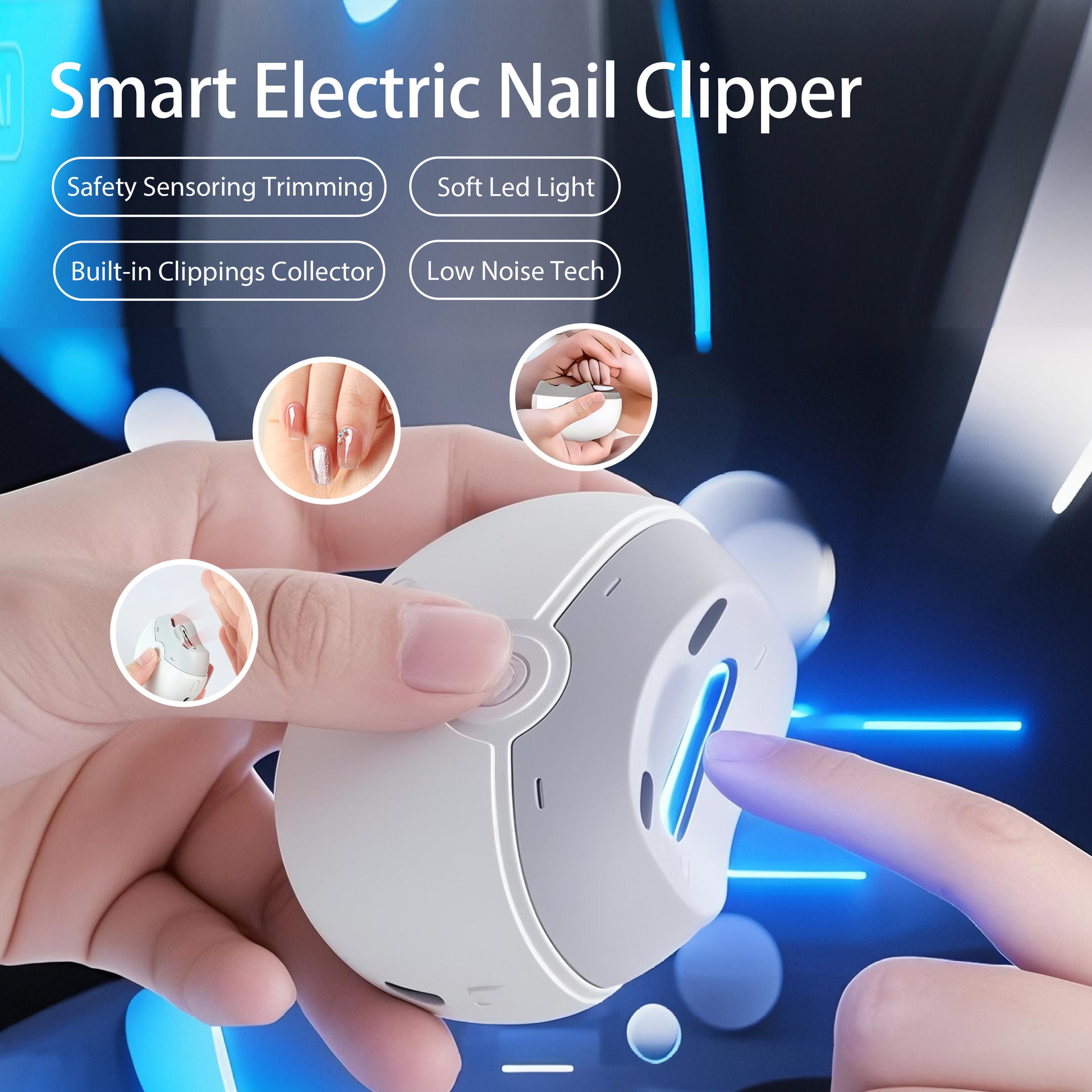 Multi-Functional Electric Nail Clipper, Dual-Speed Adjustment, Built-in Nail Clippings Collector - AELYOS