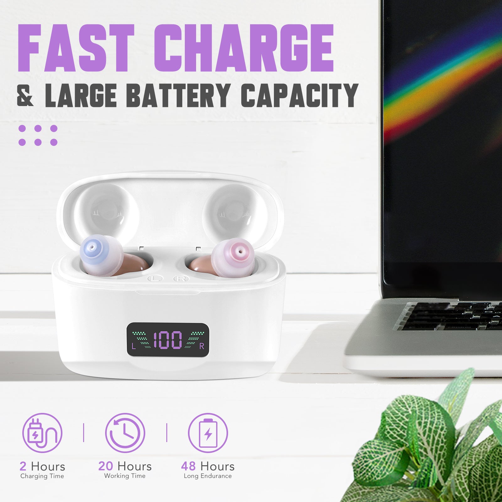 Hearing Aid, Charging Case, Portable Hearing Aids, Sound Amplifier, Hearing Aids, Pairs - AELYOS