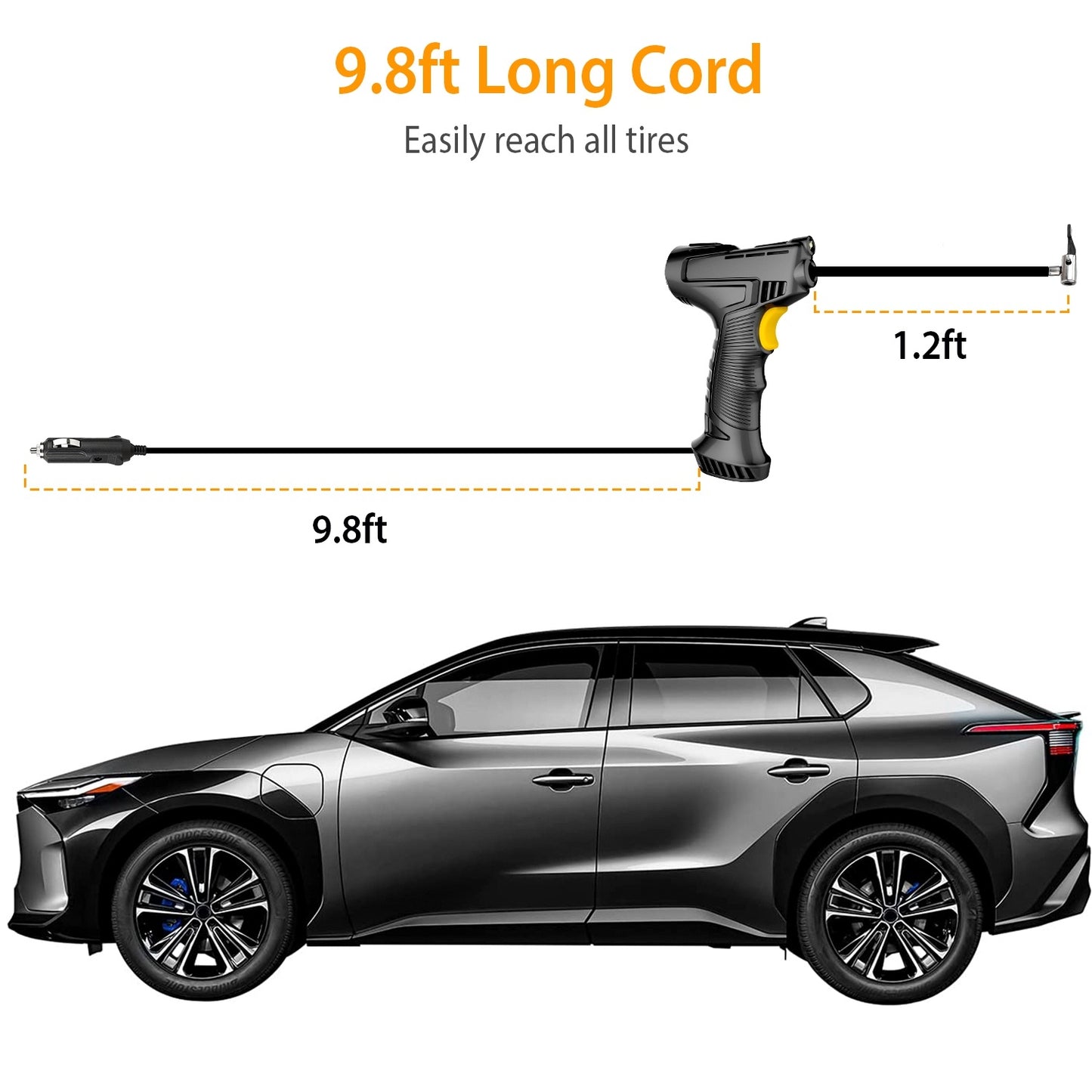 Portable Car Tire Inflator DC 12V Digital Car Air Compressor Electric Air Inflator With LED Light 150PSI - AELYOS