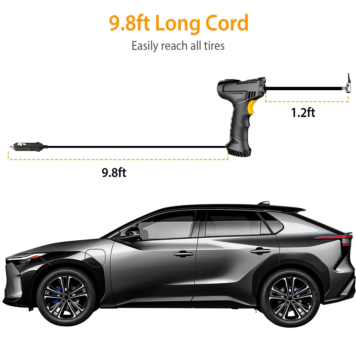 Portable Car Tire Inflator DC 12V Digital Car Air Compressor Electric Air Inflator With LED Light 150PSI - AELYOS