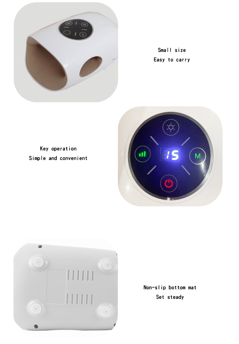 Smart Hand Massager With Heat Therapy - 5 Intensity Levels & 3 Massage Mode - AELYOS
