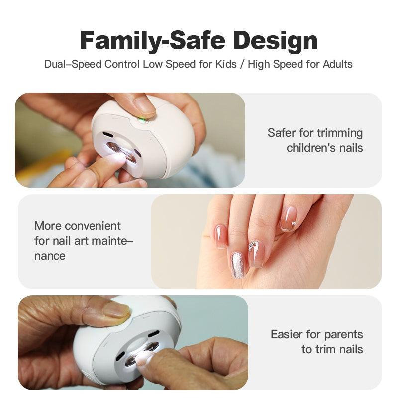 Multi-Functional Electric Nail Clipper, Dual-Speed Adjustment, Built-in Nail Clippings Collector - AELYOS
