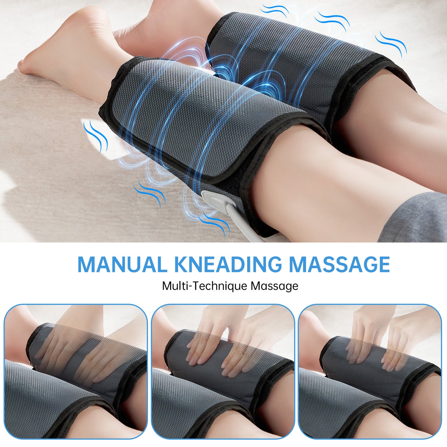 Intelligent Leg Massage Device - 3 Levels Of Pressure And Heat Therapy Leg Relaxation Therapy Tool - AELYOS